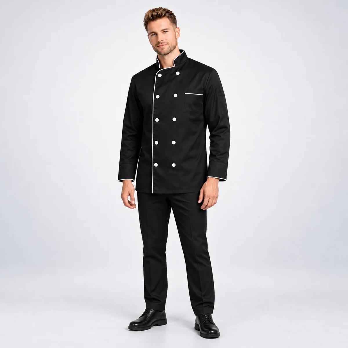 Black Chef Jacket and Trouser Set