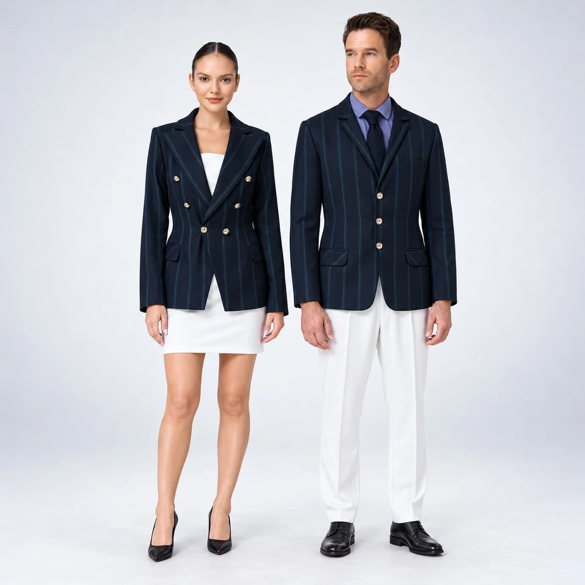 Navy Pinstripe Hotel Uniform Blazer Set