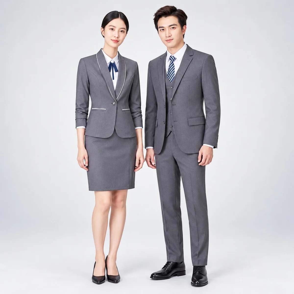 Grey Poly-Cotton Corporate Formal Suit Set