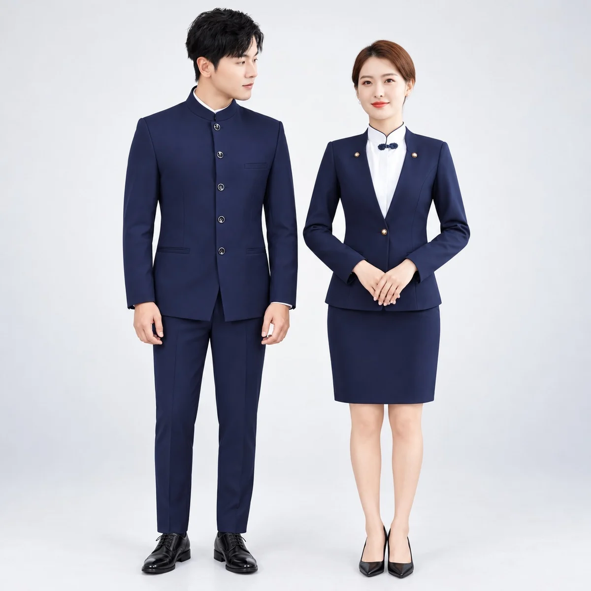 Navy Blue Hotel Staff Uniform Set
