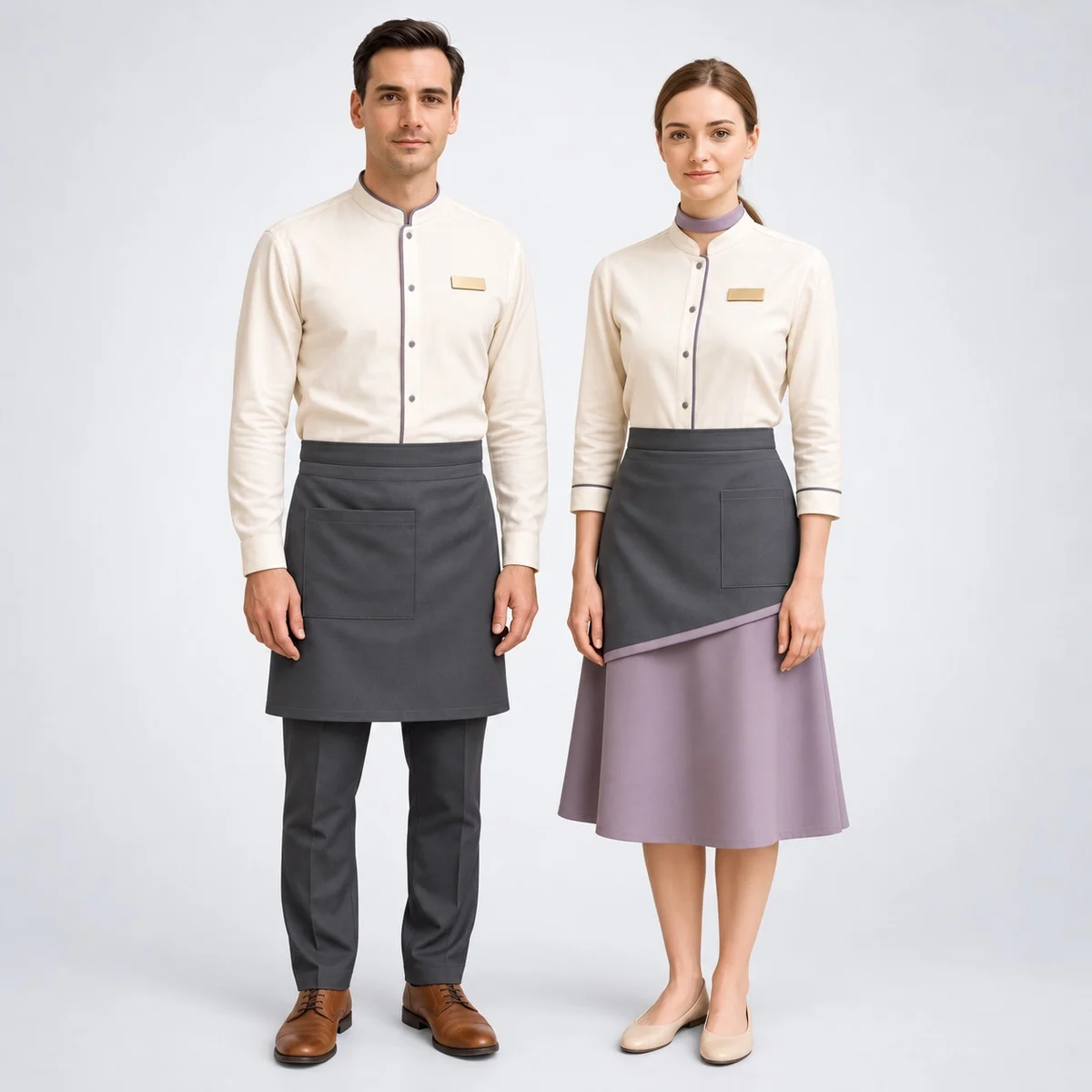 Cream and Dark Grey Hotel Uniform Set