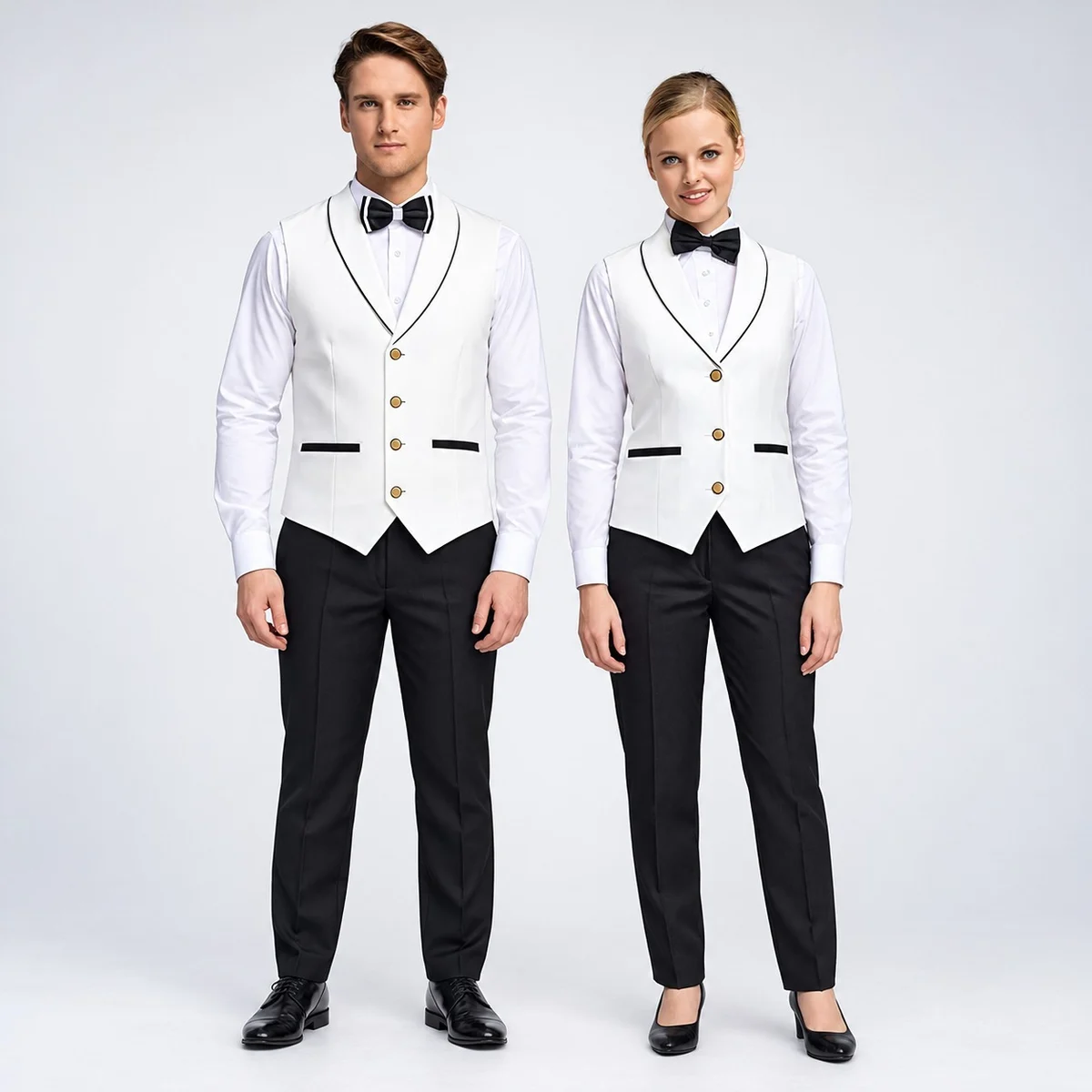White and Black Hotel Uniform Set