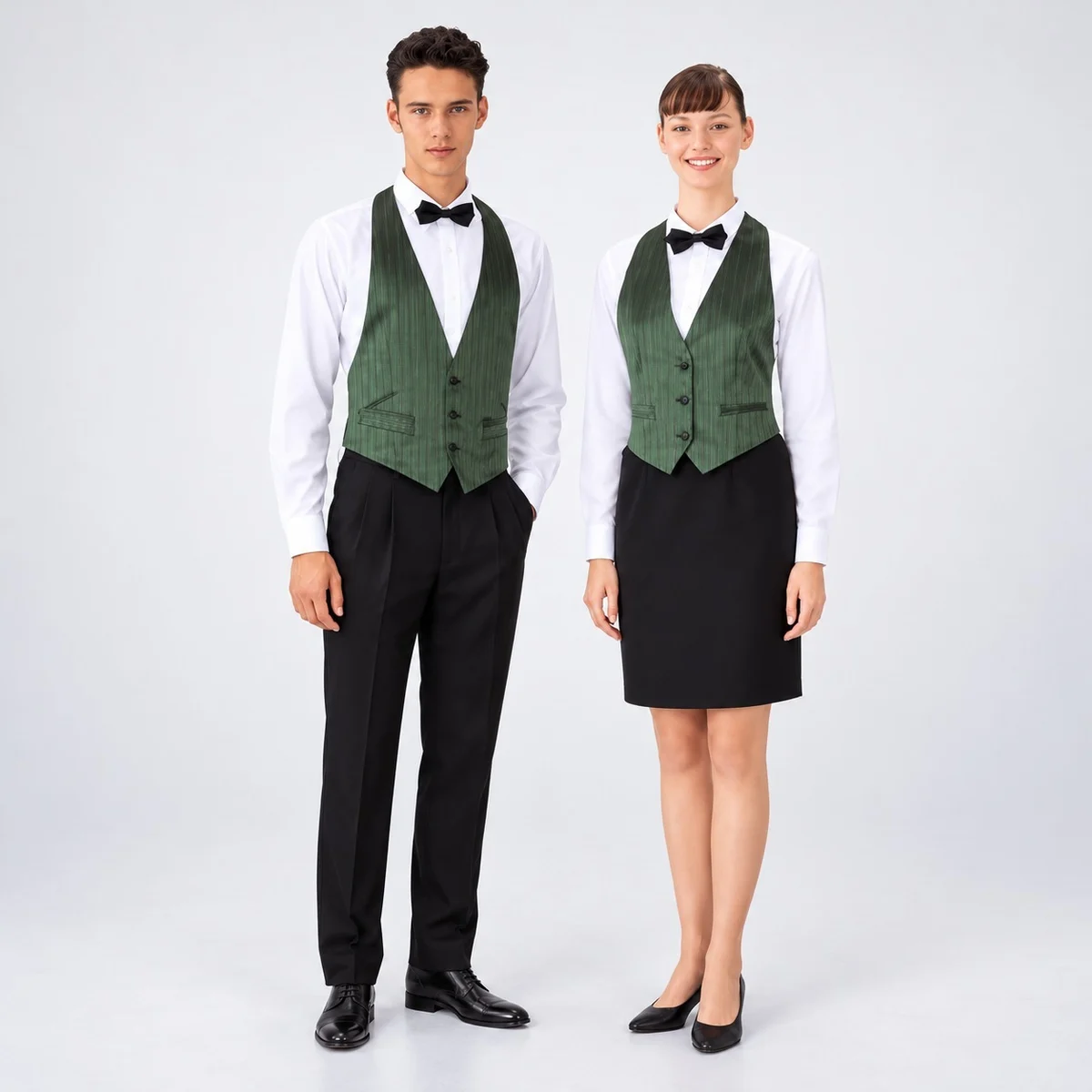 Green Pinstripe Hospitality Uniform Set